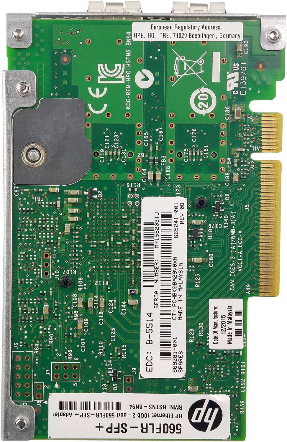 HP Dual port 560FLR SFP+ 10Gb (X520-DA2) - 105216 купить в Минске